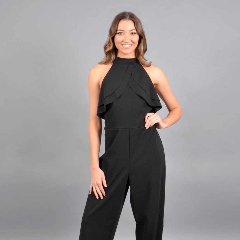 MARINA Women's B - RUFFLED HALTER NECK JUMPSUIT Small